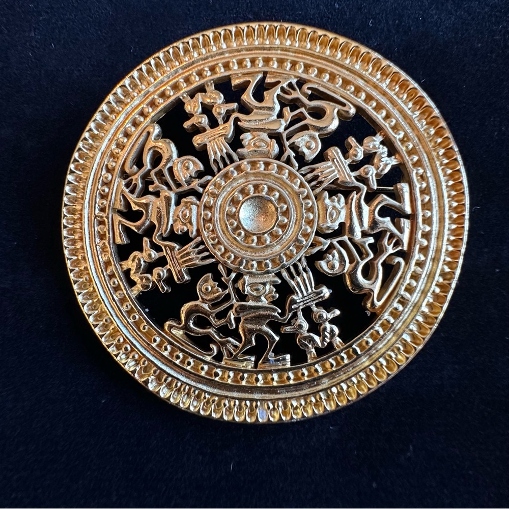 Vintage Ccori Brooch/Pin Gold Plated Signed Peruvian Design